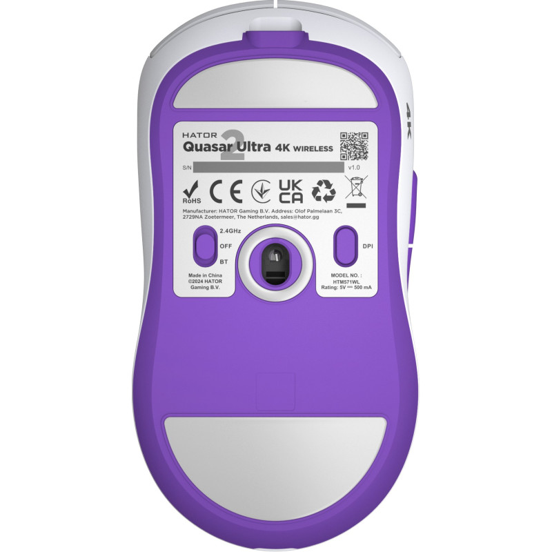 Мишка HATOR Quasar 2 Ultra 4K бездротовий (HTM571WL) white/lilac