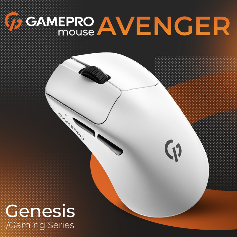 Мишка GamePro Genesis Avenger Wireless/Bluetooth/USB-C White (GM096W)