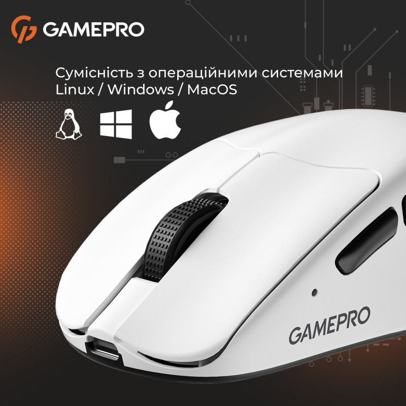 Мишка GamePro Genesis Avenger Wireless/Bluetooth/USB-C White (GM096W)