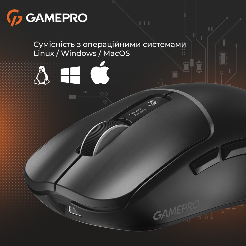 Мишка GamePro Genesis Ranker Wireless/Bluetooth/USB-C Black (GM012B)