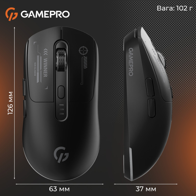 Мишка GamePro Genesis Winner Wireless/Bluetooth/USB-C Black (GM079B)