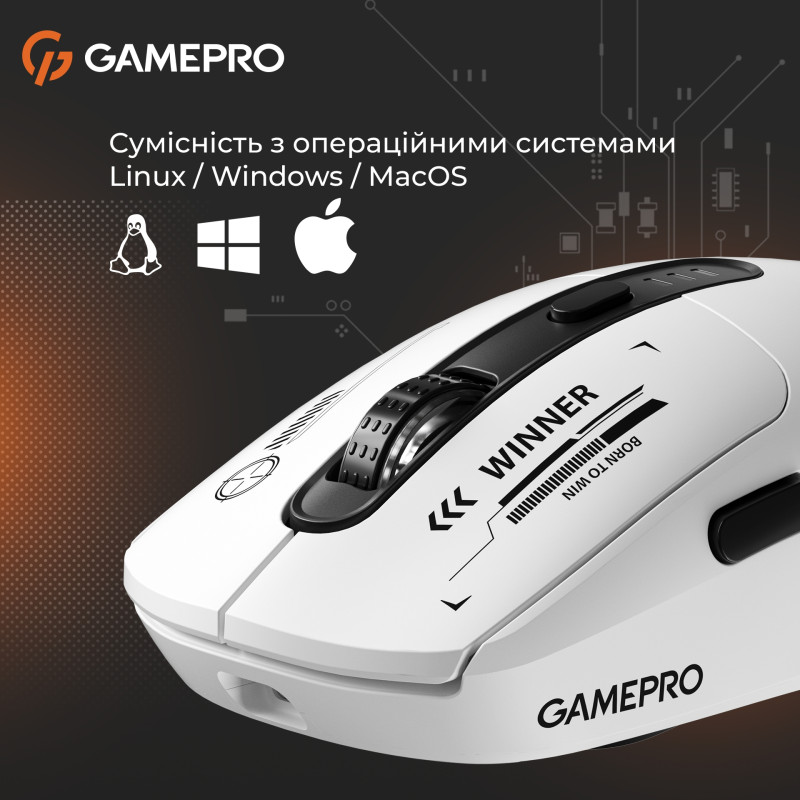 Мишка GamePro Genesis Winner Wireless/Bluetooth/USB-C White (GM079W)