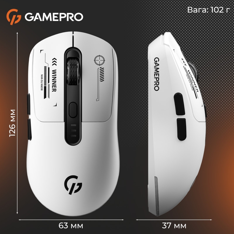 Мишка GamePro Genesis Winner Wireless/Bluetooth/USB-C White (GM079W)