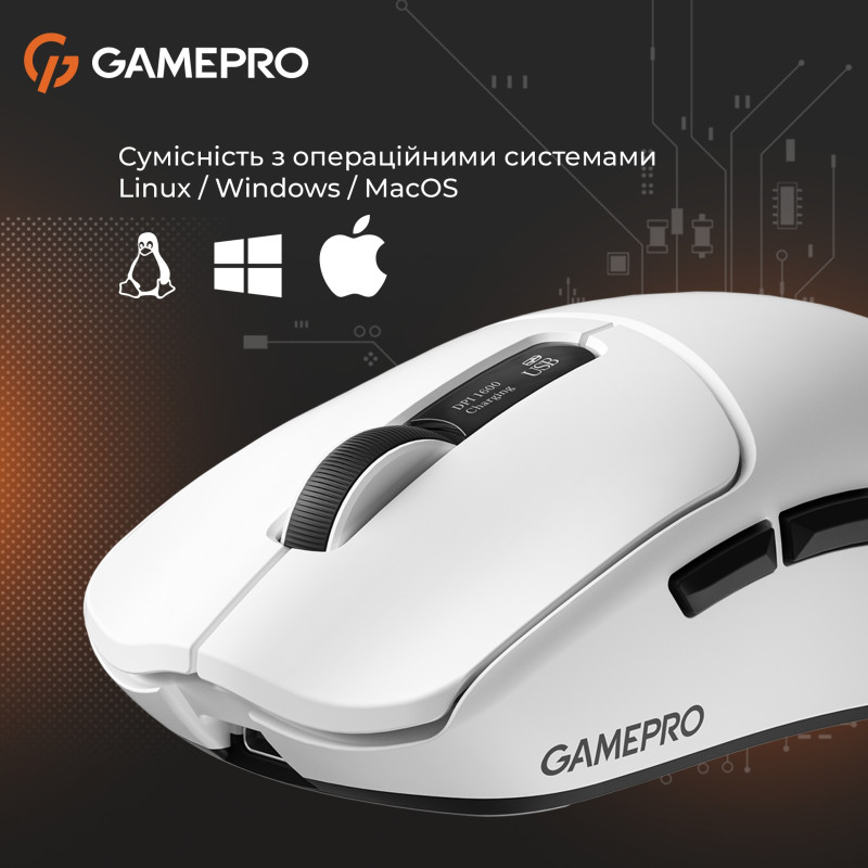 Мишка GamePro Genesis Ranker Wireless/Bluetooth/USB-C White (GM012W)