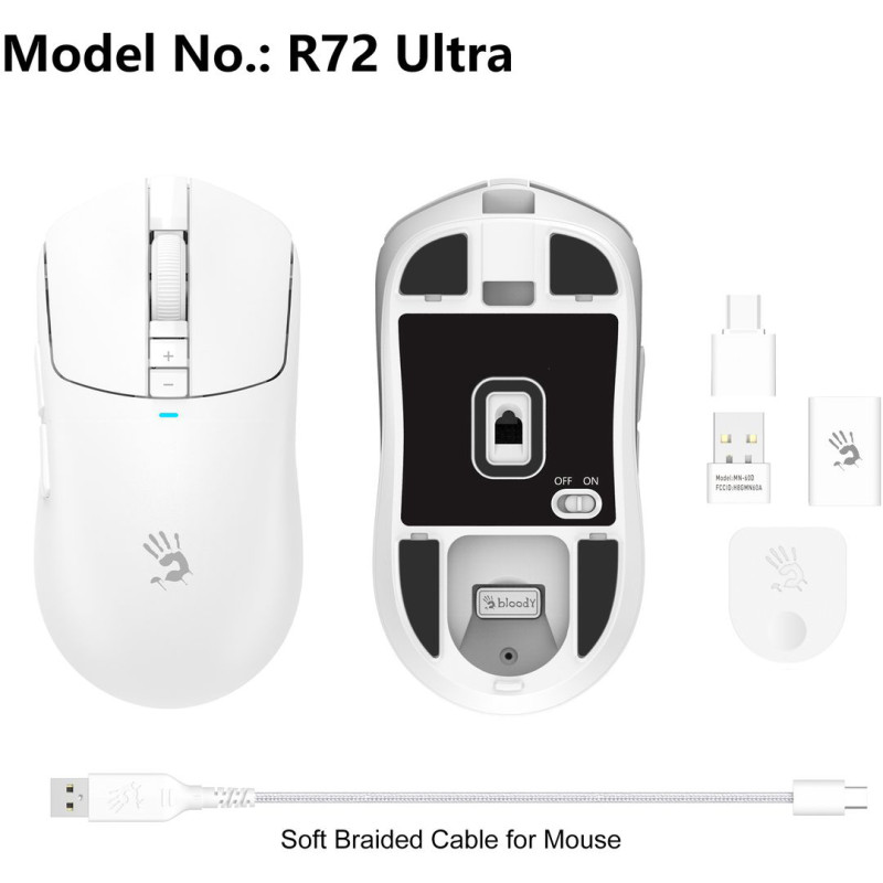 Мишка A4Tech Bloody R72 Ultra Wireless/USB White