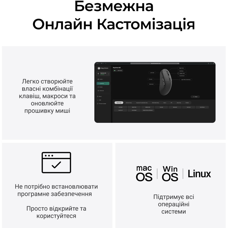 Мишка Keychron M3 WL Black (M3-A23)