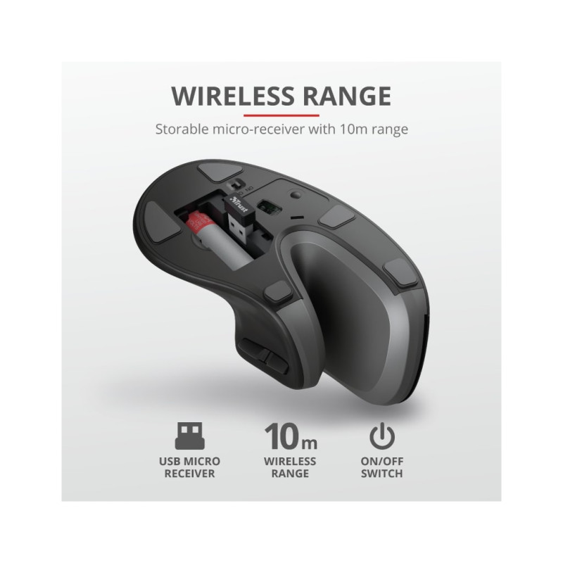 Мишка Trust Verro Ergonomic Wireless Black (23507)
