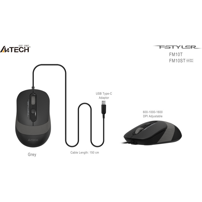 Миша A4Tech Fstyler FM10ST Grey