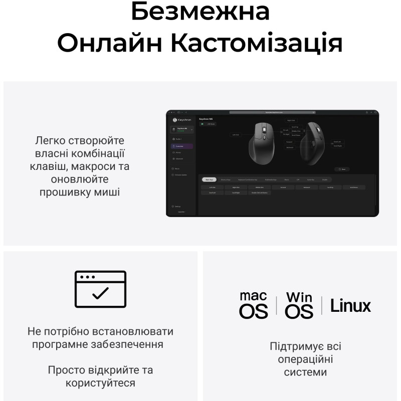 Мишка Keychron M6S WL White (M6S-B72)