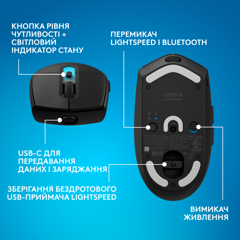 Мишка Logitech G305 X Superlight Wireless Black (910-007739)