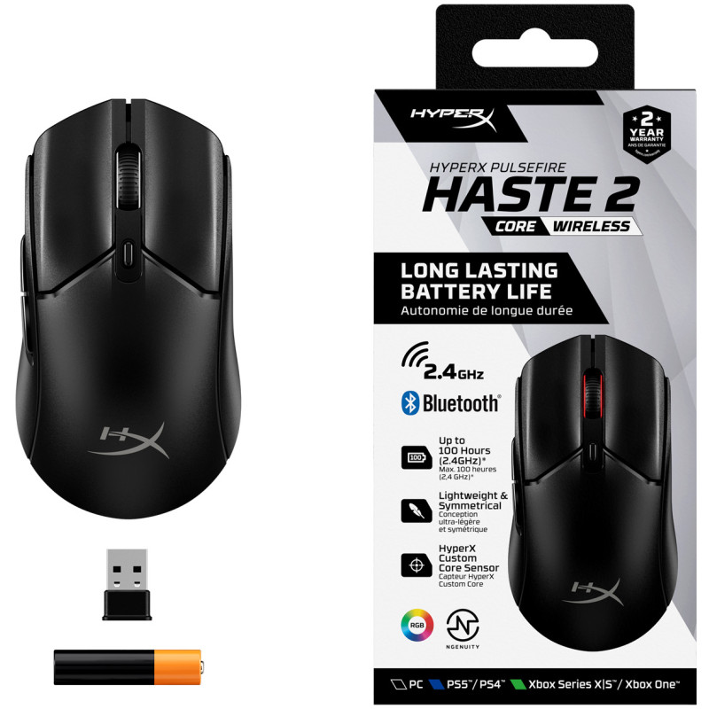 Миша бездротова HyperX Pulsefire Haste 2 Core Wireless Black (8R2E6AA)