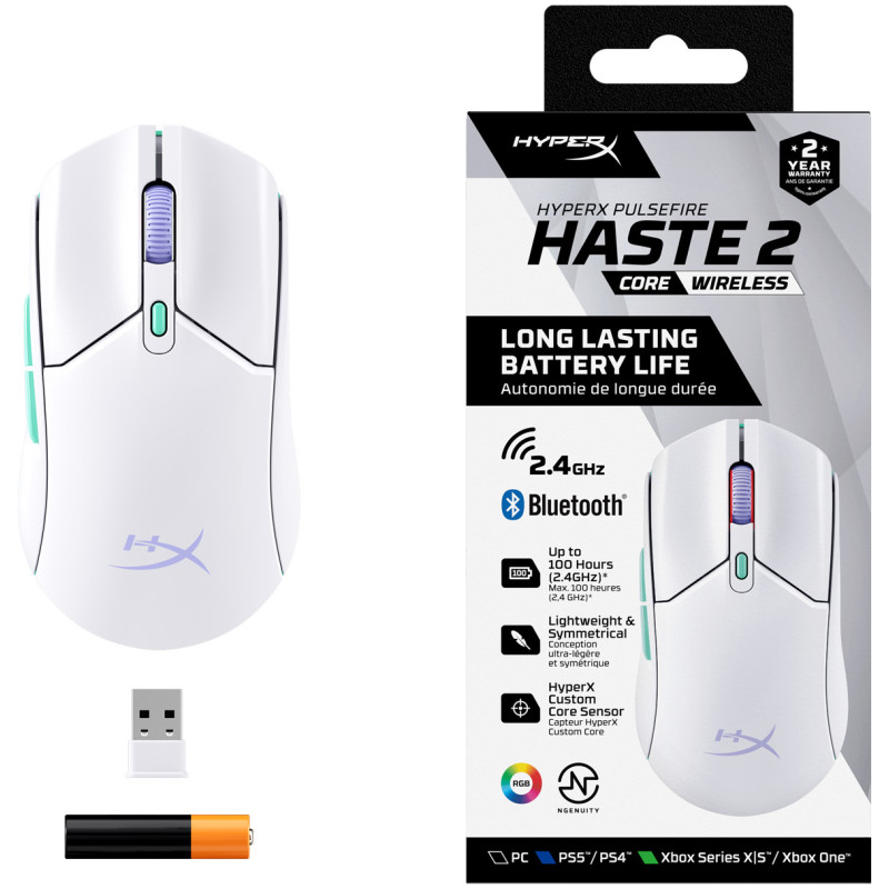 Миша бездротова HyperX Pulsefire Haste 2 Core Wireless White (8R2E7AA)