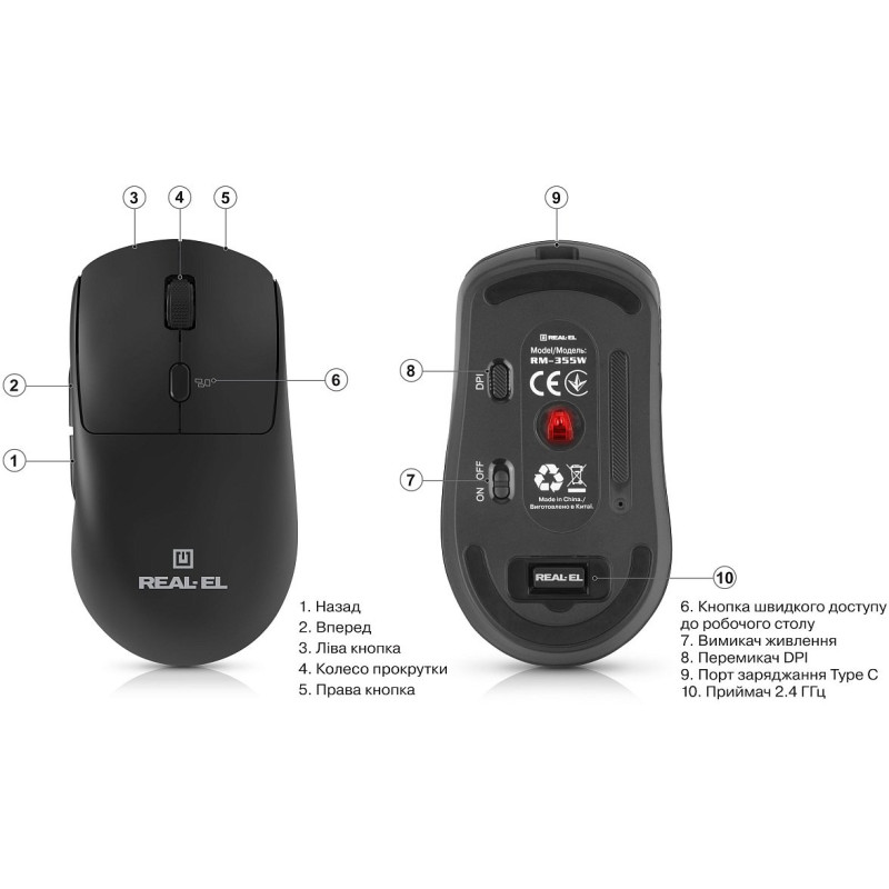 Миша REAL-EL RM-355W (EL123200054)