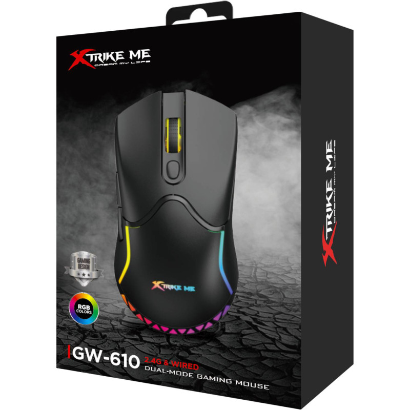 Мишка Xtrike ME GW-610 Wireless RGB Black (GW-610)