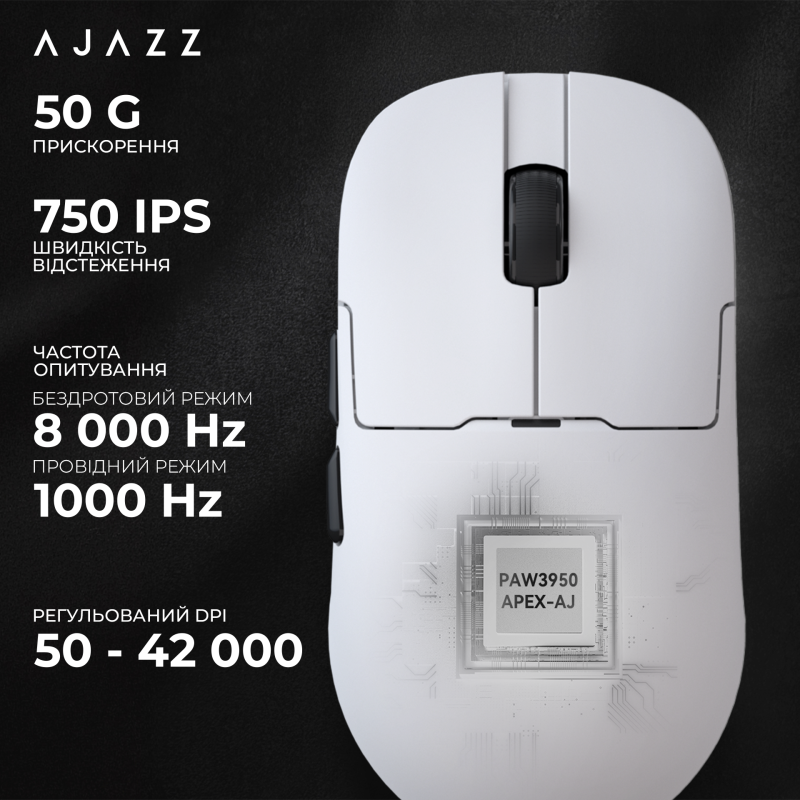 Мишка Ajazz AJ159 APEX Wireless (AJM159-AW) White