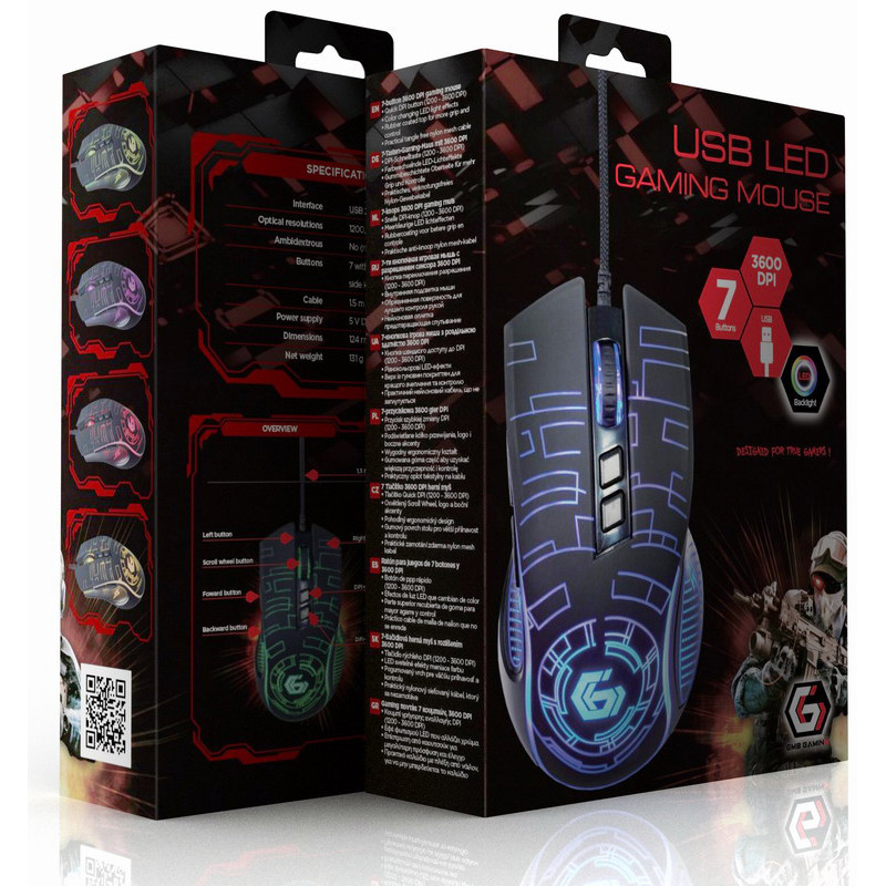 Миша Gembird MUSG-RGB-01 USB Black