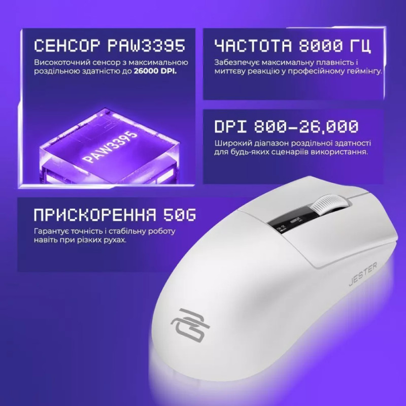 Миша Proove Gaming Jester White (WMJS00022002)