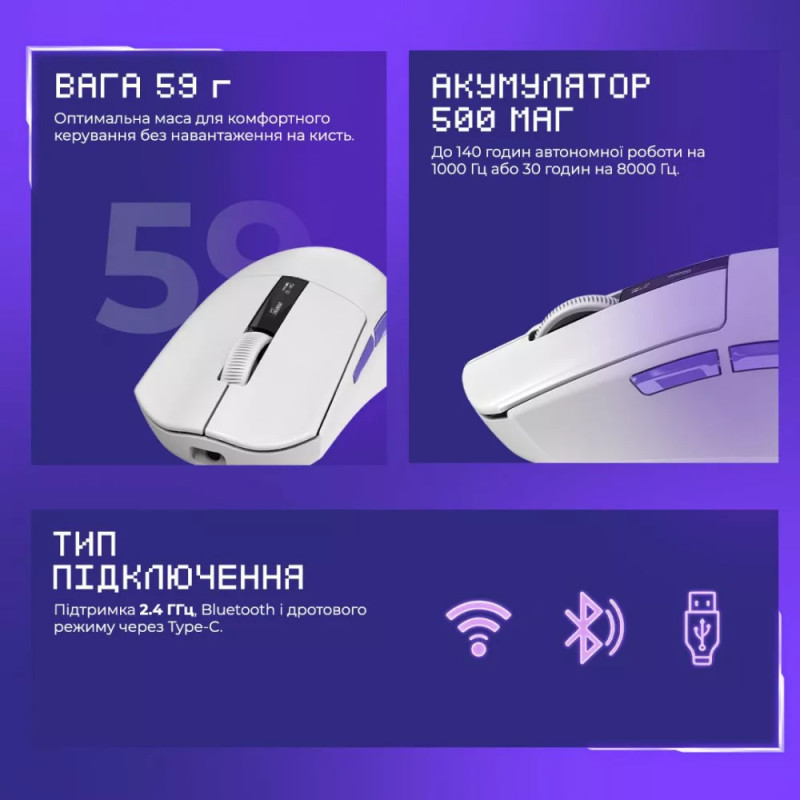 Миша Proove Gaming Jester White (WMJS00022002)