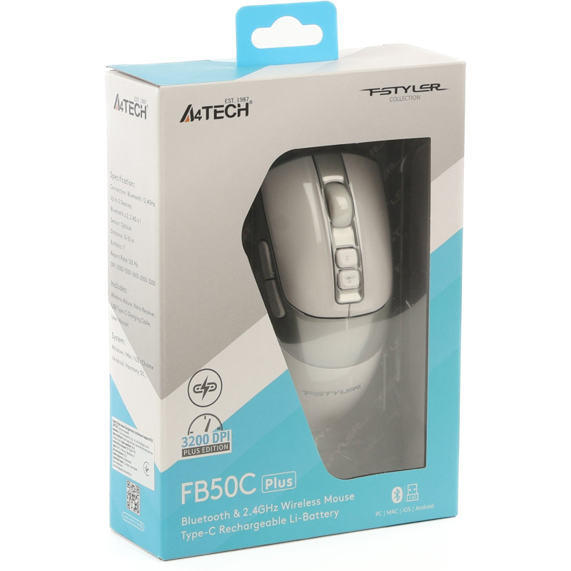 Мишка A4Tech Fstyler FB50C Plus White