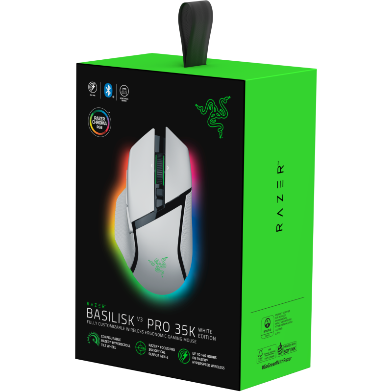 Мишка Razer Basilisk V3 Pro 35K Wireless/Bluetooth White (RZ01-05240200-R3G1)