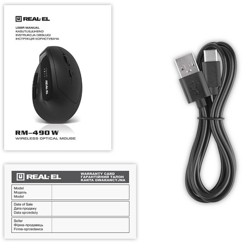 Мишка REAL-EL RM-490W Black (EL123200058)
