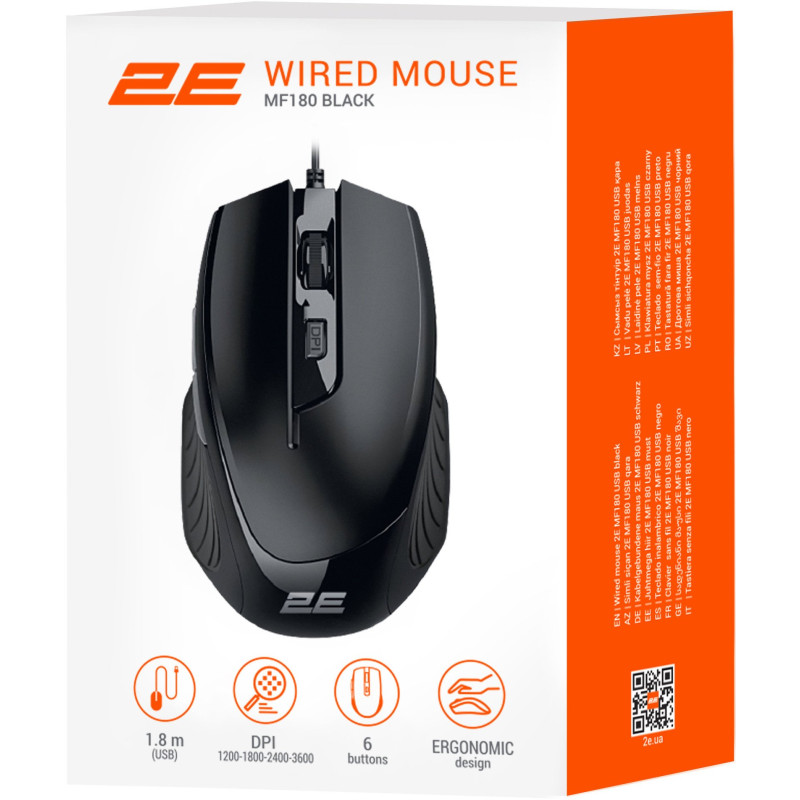 Мишка 2E MF180 USB Black (2E-MF180UB)