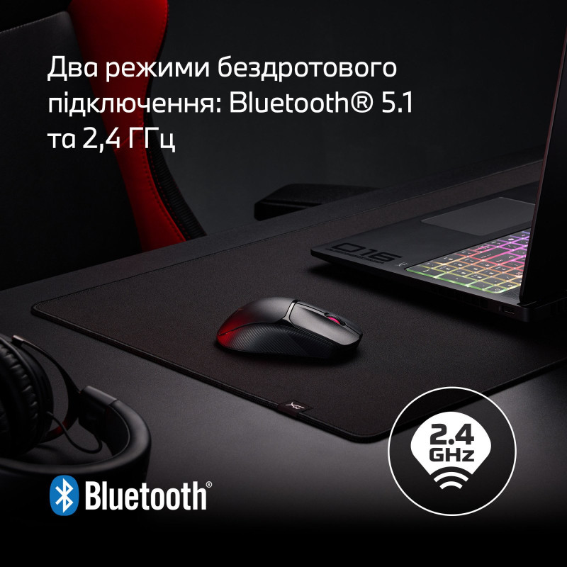 Мишка HyperX Pulsefire FUSE RGB WL/BT Black (A1KY6AA)