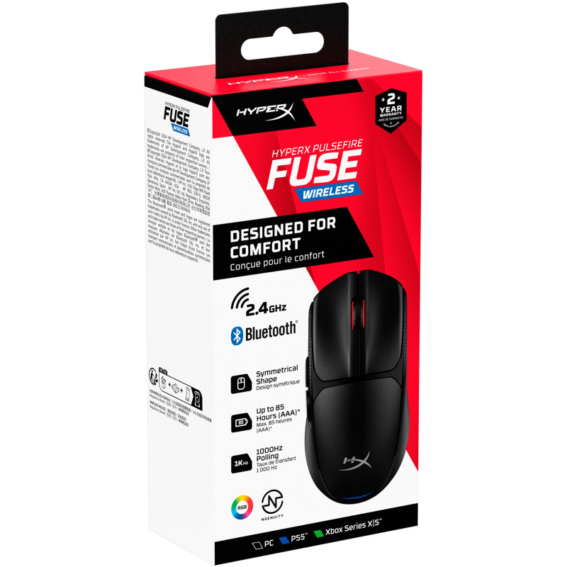 Мишка HyperX Pulsefire FUSE RGB WL/BT Black (A1KY6AA)