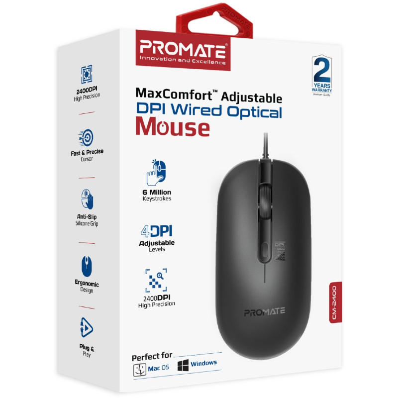 Миша Promate CM-2400 USB Black (cm-2400.black)