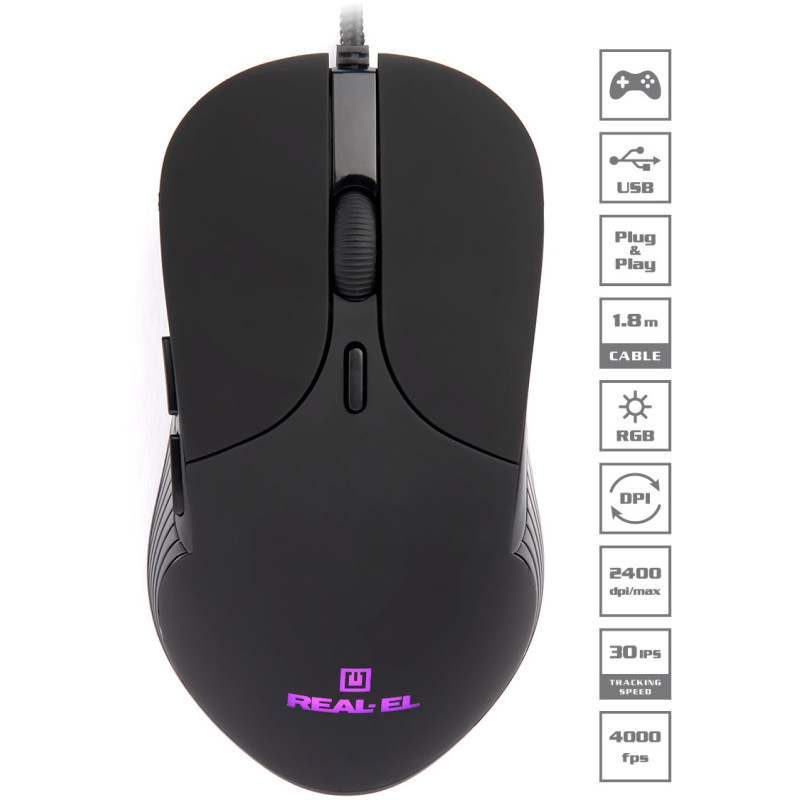 Мишка REAL-EL RM-295 Black (EL123200031)