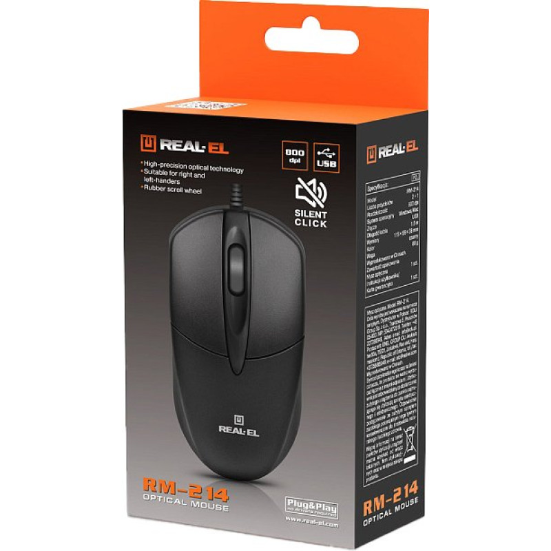 Миша REAL-EL RM-214 Black (EL123200039)