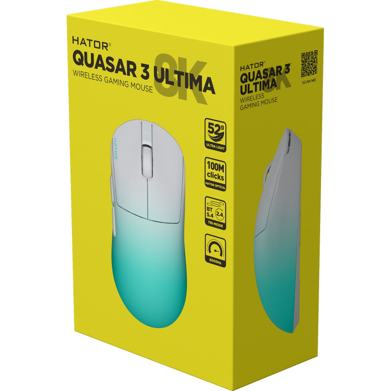 Мишка HATOR Quasar 3 ULTIMA 8K Wireless (HTM761) white/mint