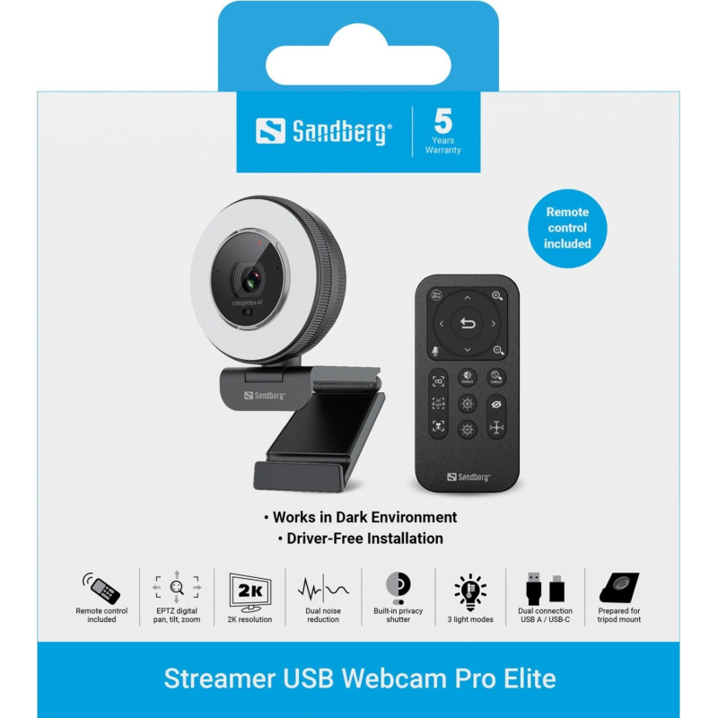 Веб-камера Sandberg Streamer USB Webcam Pro Elite Full HD (134-39)