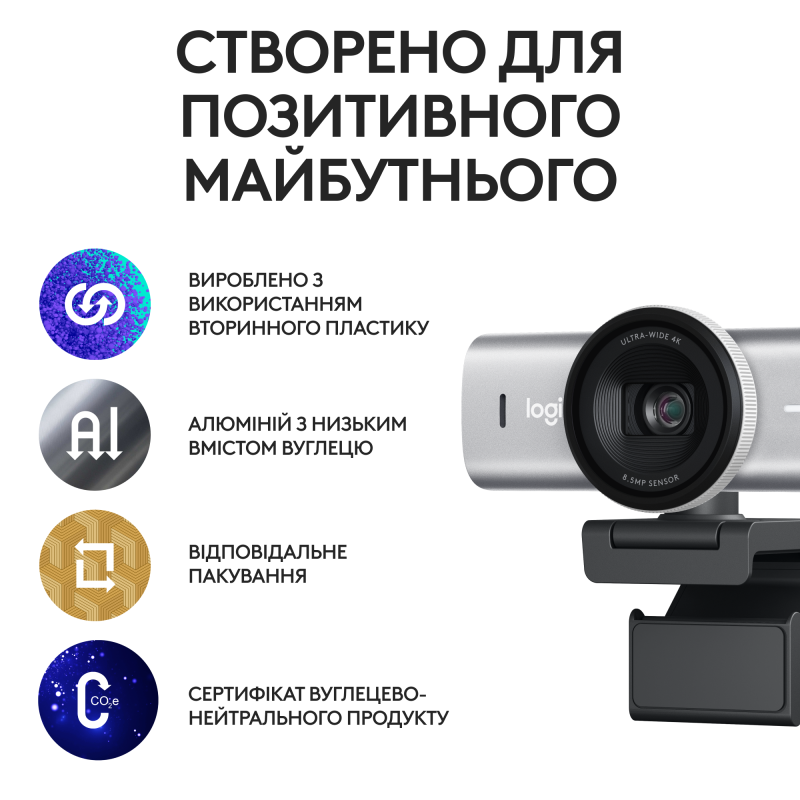 Веб-камера Logitech MX Brio Pale Grey (960-001554)