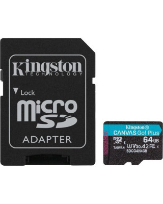 Карта пам'яті Kingston 64GB microSDXC сlass 10 UHS-I U3 V30 A2 Canvas Go Plus G4 (SDCG4/64GB)
