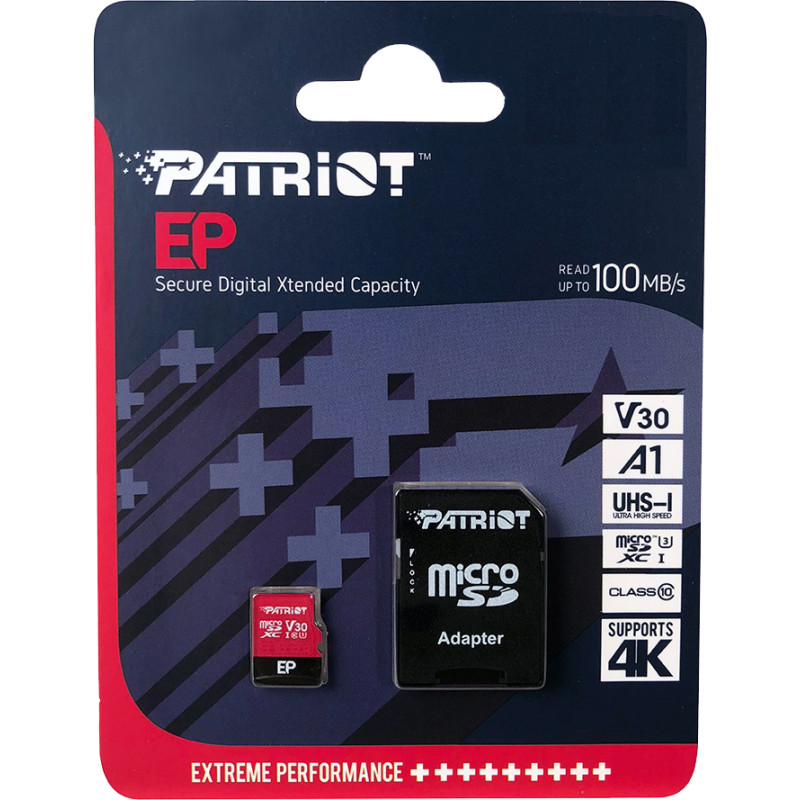 Карта пам'яті Patriot MicroSDXC 1TB UHS-I/U3 Class 10 EP A1 R90/W80MB/s + SD-adapter (PEF1TBEP31MCX)