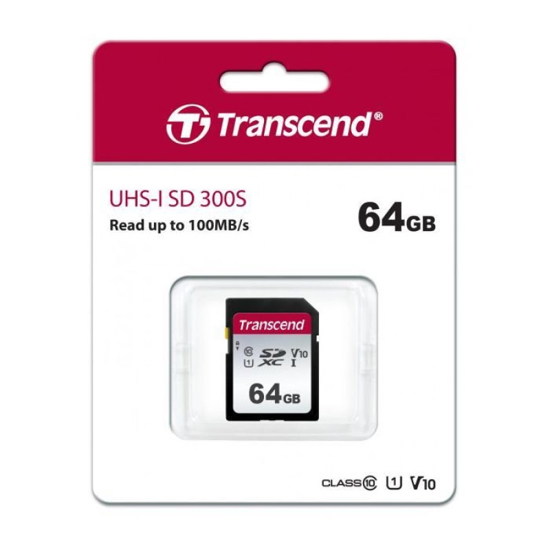 Карта пам'яті Transcend 64GB SDXC class 10 UHS-I U1 V10 (TS64GSDC300S)
