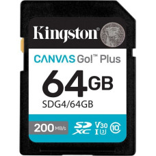 Карта пам'яті Kingston SDXC 64GB UHS-I/U3 Class 10 Canvas Go! Plus R200/W200MB/s (SDG4/64GB)