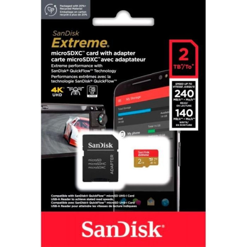 Карта пам'яті SanDisk 2TB microSDXC class 10 UHS-I U3 V30 A2 Extreme (SDSQXAV-2T00-GN6MA)