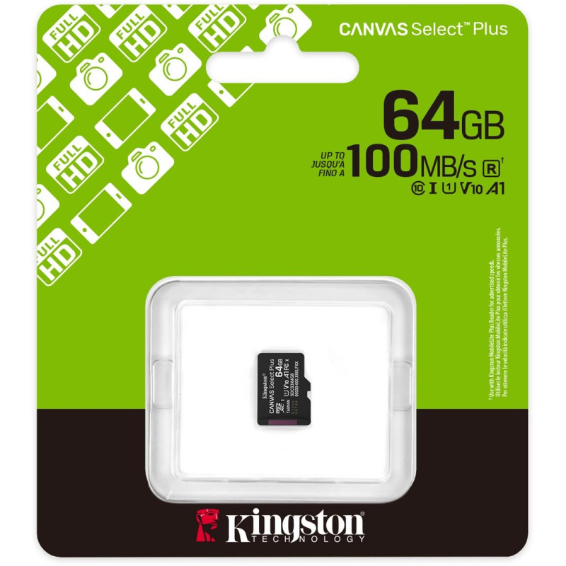 Карта пам'яті Kingston MicroSDXC 64GB UHS-I Class 10 Canvas Select Plus (SDCS3/64GBSP)