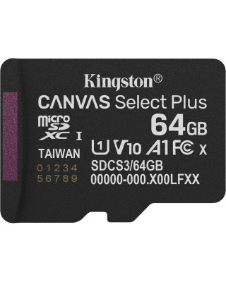 Карта пам'яті Kingston MicroSDXC 64GB UHS-I Class 10 Canvas Select Plus (SDCS3/64GBSP)