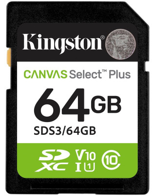 Карта пам'яті Kingston SDXC 64GB UHS-I Class 10 Canvas Select Plus (SDS3/64GB)