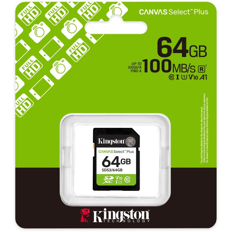 Карта пам'яті Kingston SDXC 64GB UHS-I Class 10 Canvas Select Plus (SDS3/64GB)