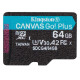 Карта пам'яті Kingston MicroSDXC 64GB UHS-I/U3 Class 10 Canvas Go! Plus R200/W200MB/s (SDCG4/64GBSP)