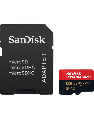 Карта пам'яті SanDisk 128 GB microSDXC UHS-I U3 Extreme Pro+SD Adapter (SDSQXCD-128G-GN6MA)