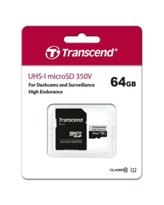 Карта пам'яті Transcend 64 GB microSDXC UHS-I 350V High Endurance + SD Adapter (TS64GUSD350V)