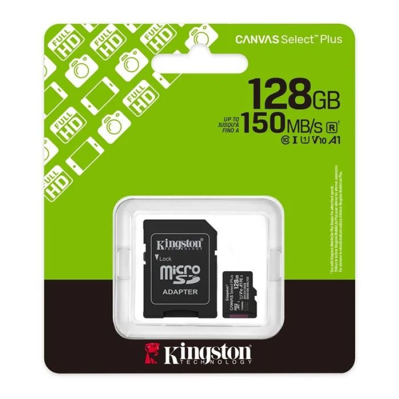 Карта пам'яті Kingston 128GB microSDXC class 10 UHS-I U3 V30 A1 Canvas Select Plus (SDCS3/128GB)