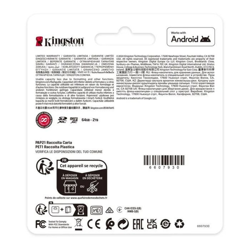 Карта пам'яті Kingston 128GB microSDXC class 10 UHS-I U3 V30 A1 Canvas Select Plus (SDCS3/128GB)