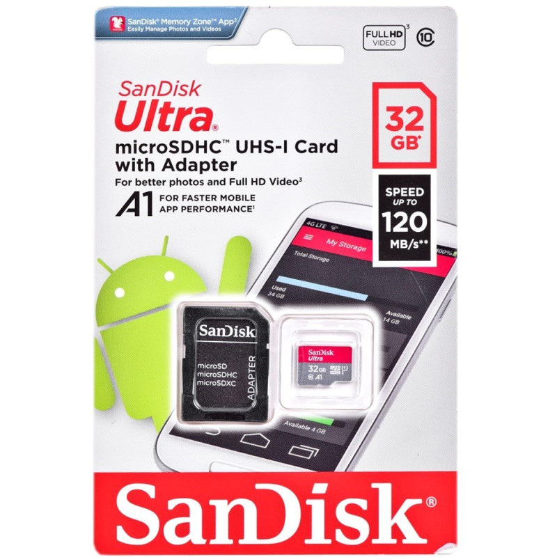 Карта пам'яті SanDisk 32GB microSD class 10 UHS-I Ultra (SDSQUA4-032G-GN6MA)