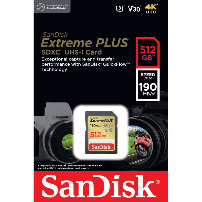 Карта пам'яті SanDisk 512GB SDXC class 10 UHS-I Extreme Plus (SDSDXWV-512G-GNCIN)